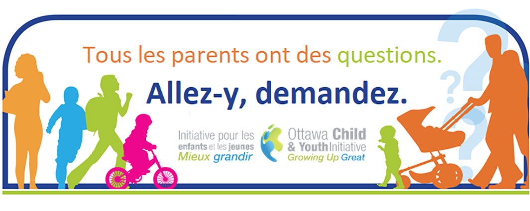 Tous les parents ont des questions. Allez-y, demandez. Initiative pour les enfants et les jeunes. Mieux grandir logo